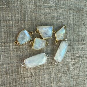 Sterling Silver & Gold Vermeil Rainbow Moonstone Connectors